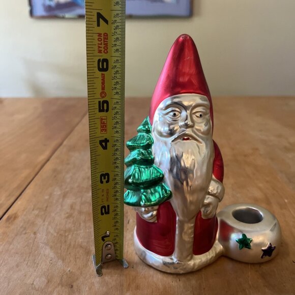 VINTAGE 1996 ENESCO OTAGIRI GLASS SANTA Taper Candle Holder 6.5" tall by 4.5"w s - Picture 10 of 11